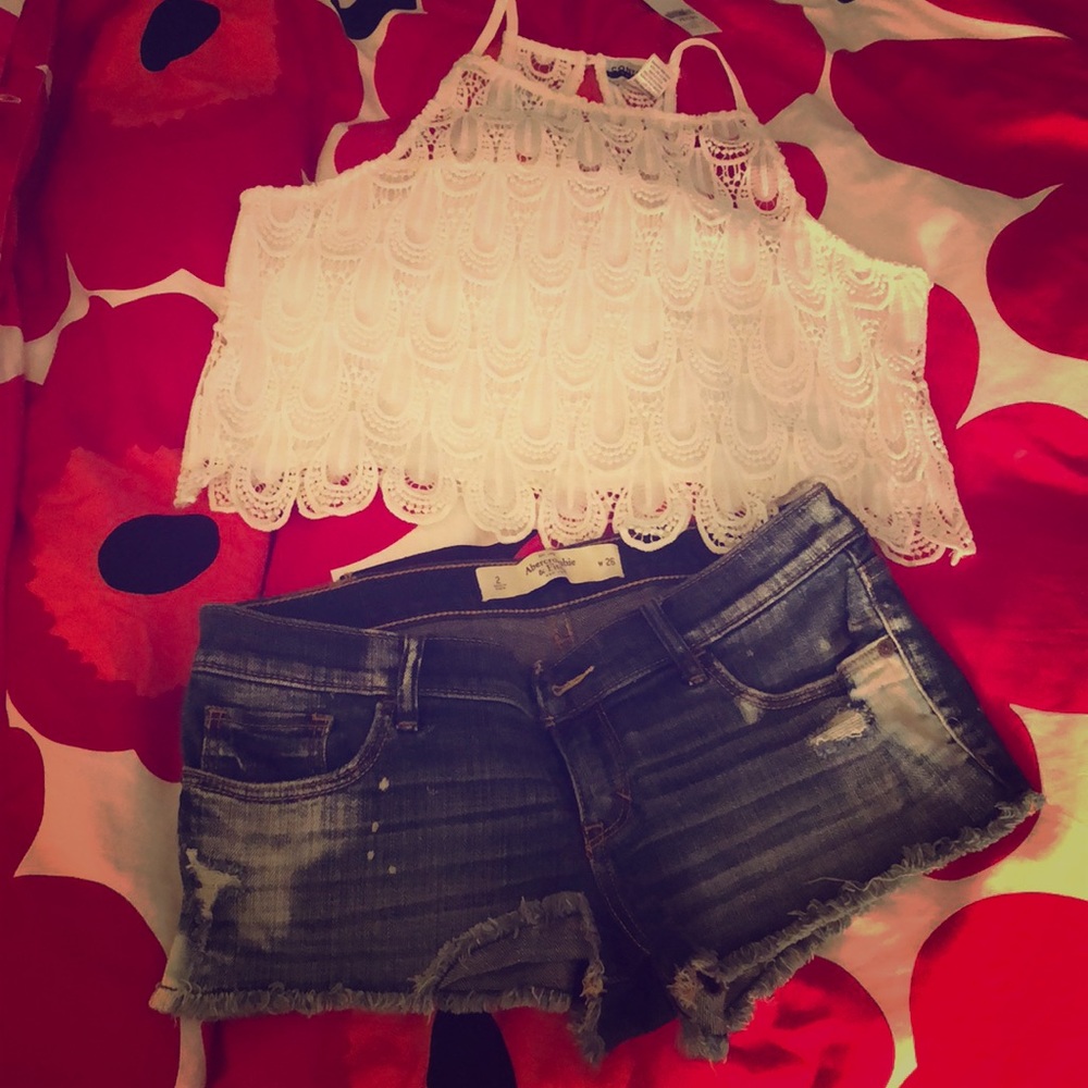 Jean shorts. Distressed and short